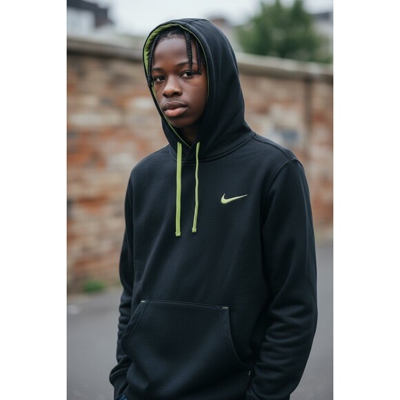 Nike Therma Fit Hoodie Men XXL 2XL Gray Neon Yellow Sweatshirt Kanga Pocket - Picture 1 of 6